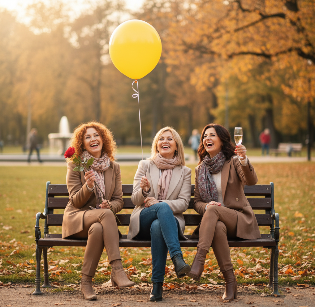 Drei Polinnen sitzen auf einer Parkbank